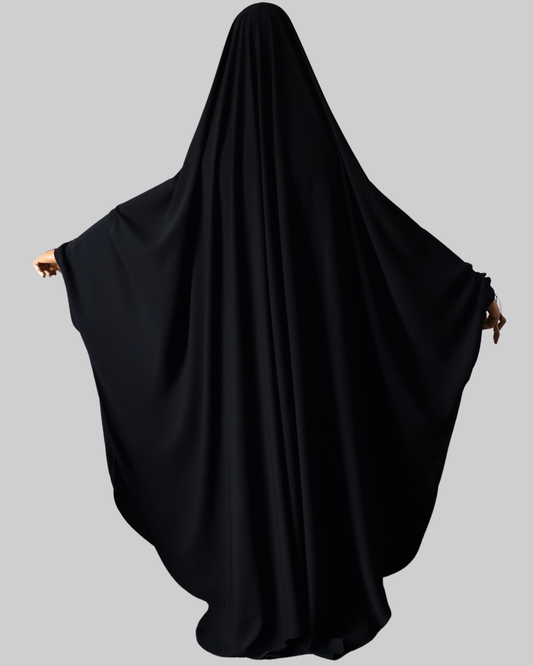 BIG WIDE 2 PIECE JILBAB BLACK - BUTTERFLY - SNAP BUTTONS