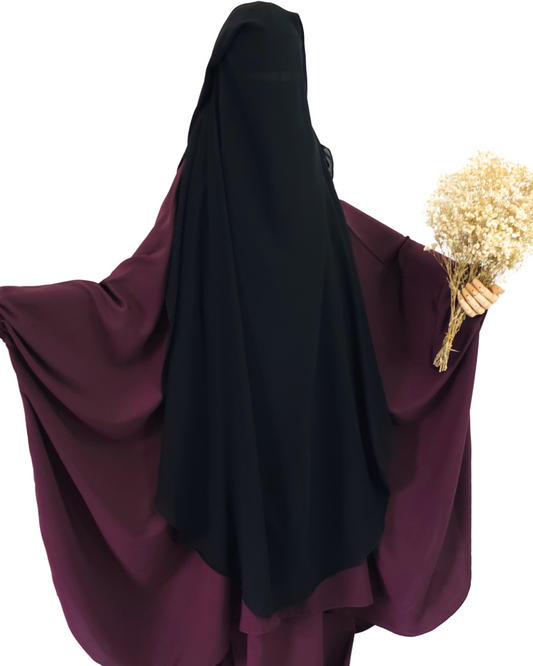 EXTRA LONG 3 LAYERS NIQAB WITH NOSE STRING