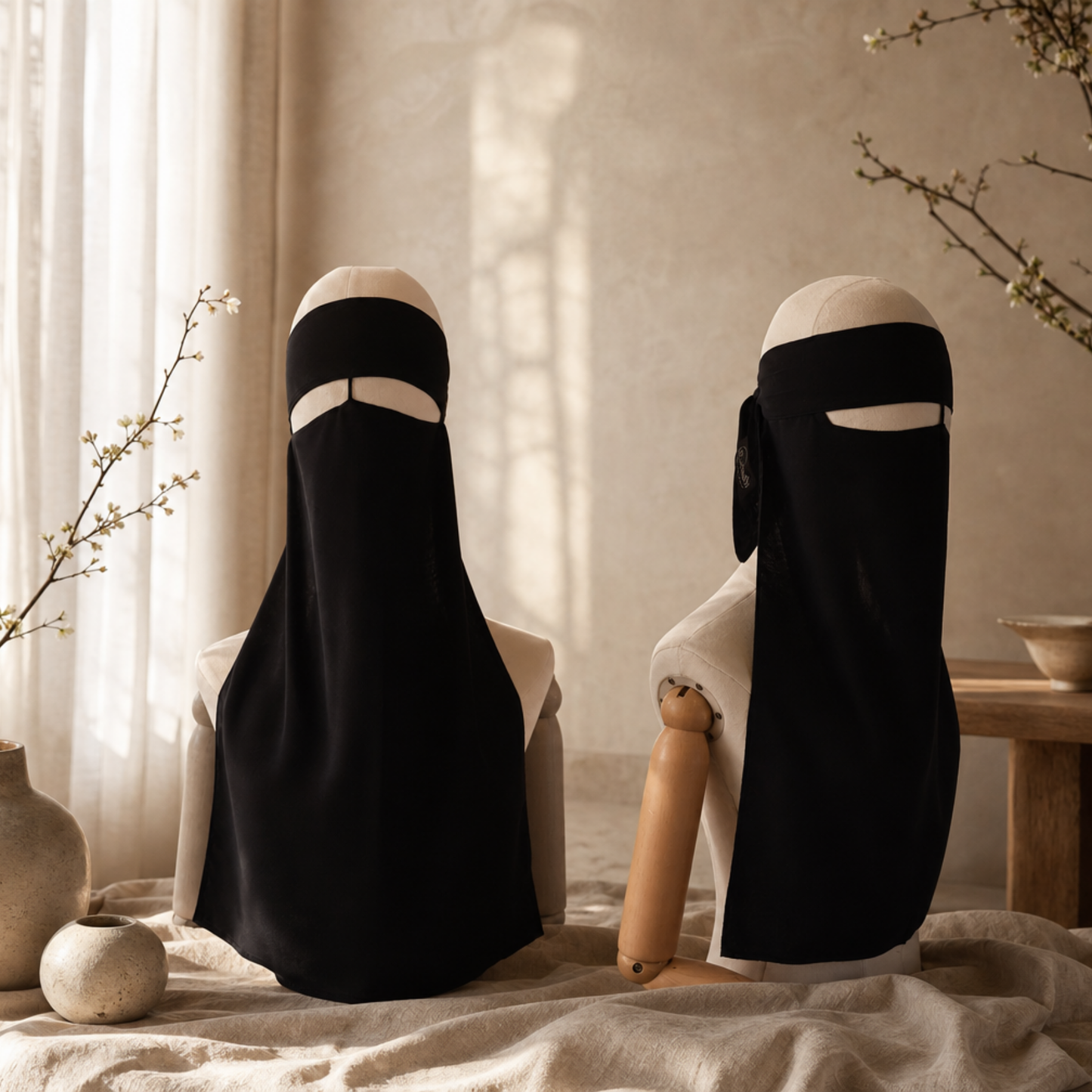 20″ LONG 1 LAYER NIQAB - NO PINCH & NOSE STRING