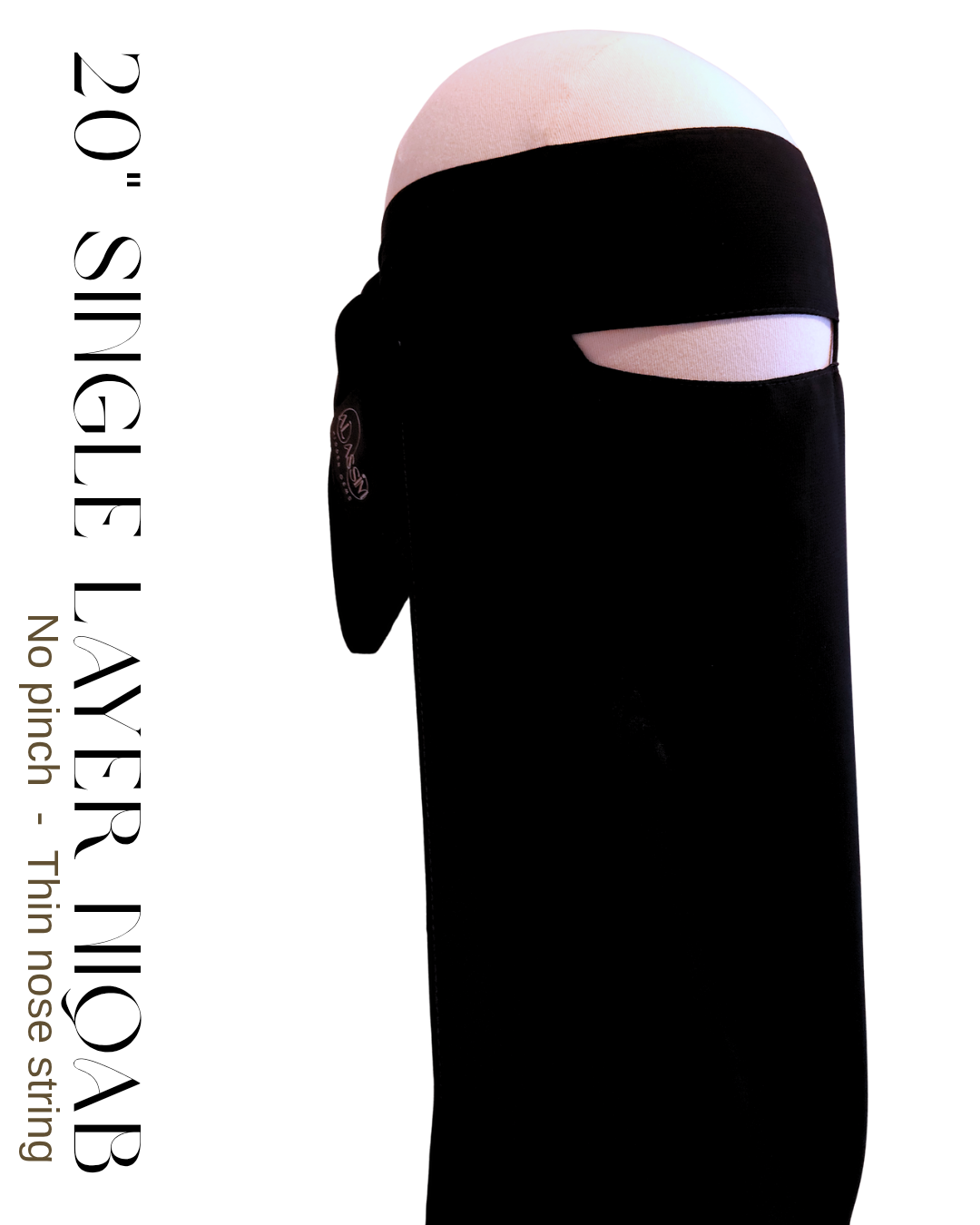 20″ LONG 1 LAYER NIQAB - NO PINCH & NOSE STRING