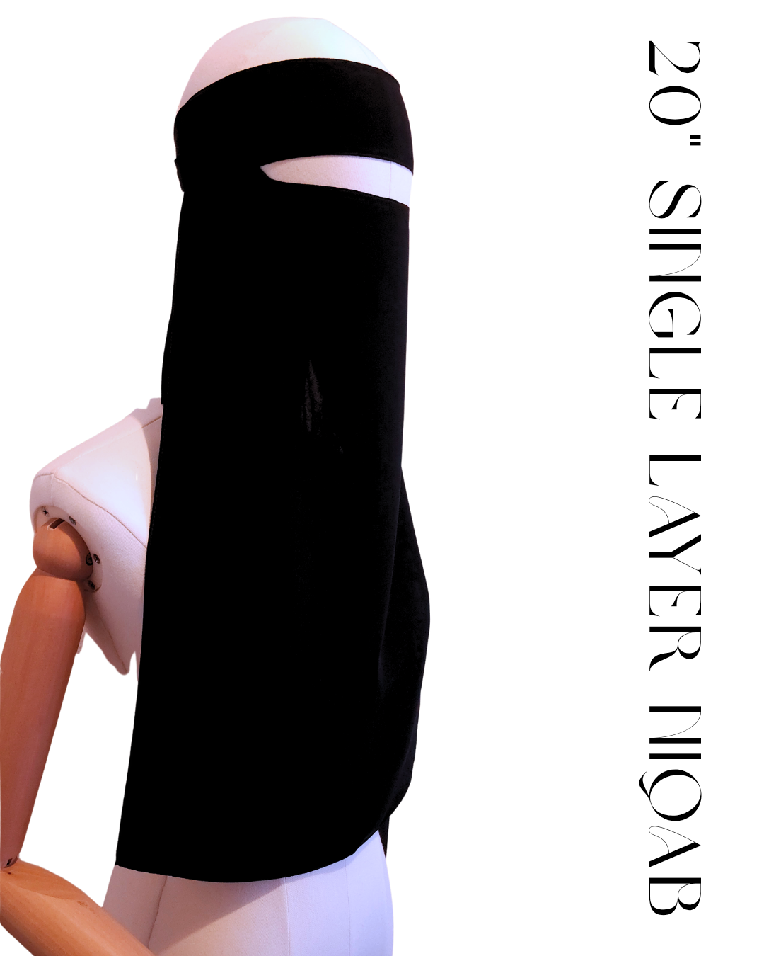 20″ LONG 1 LAYER NIQAB - NO PINCH