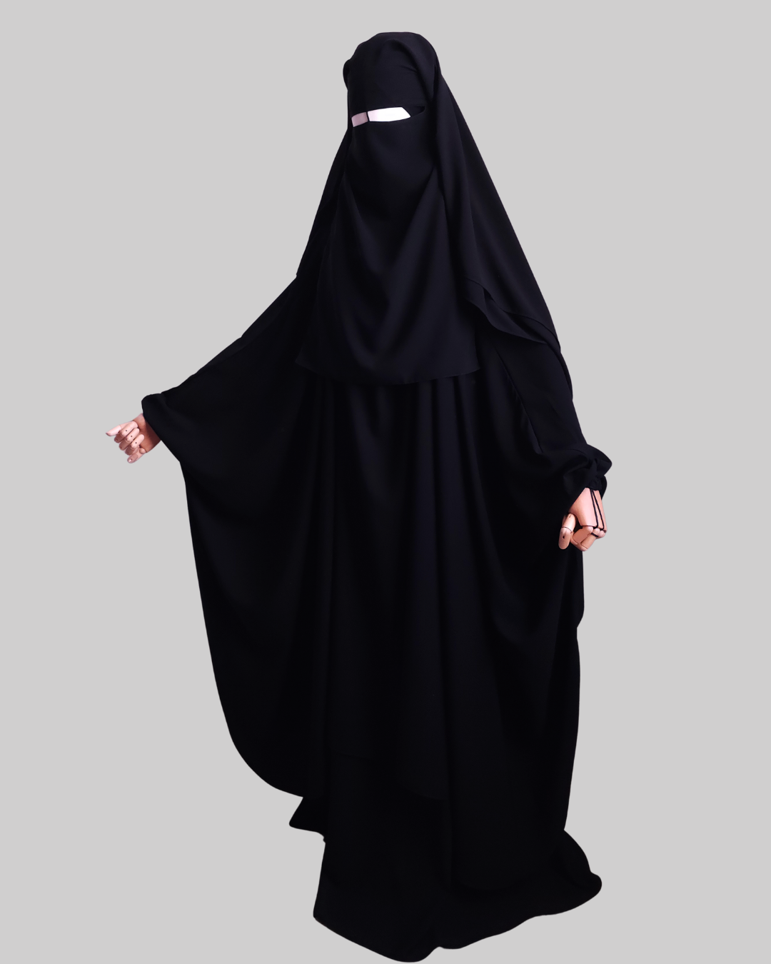 EXTRA LONG 3 LAYERS NIQAB WITH NOSE STRING