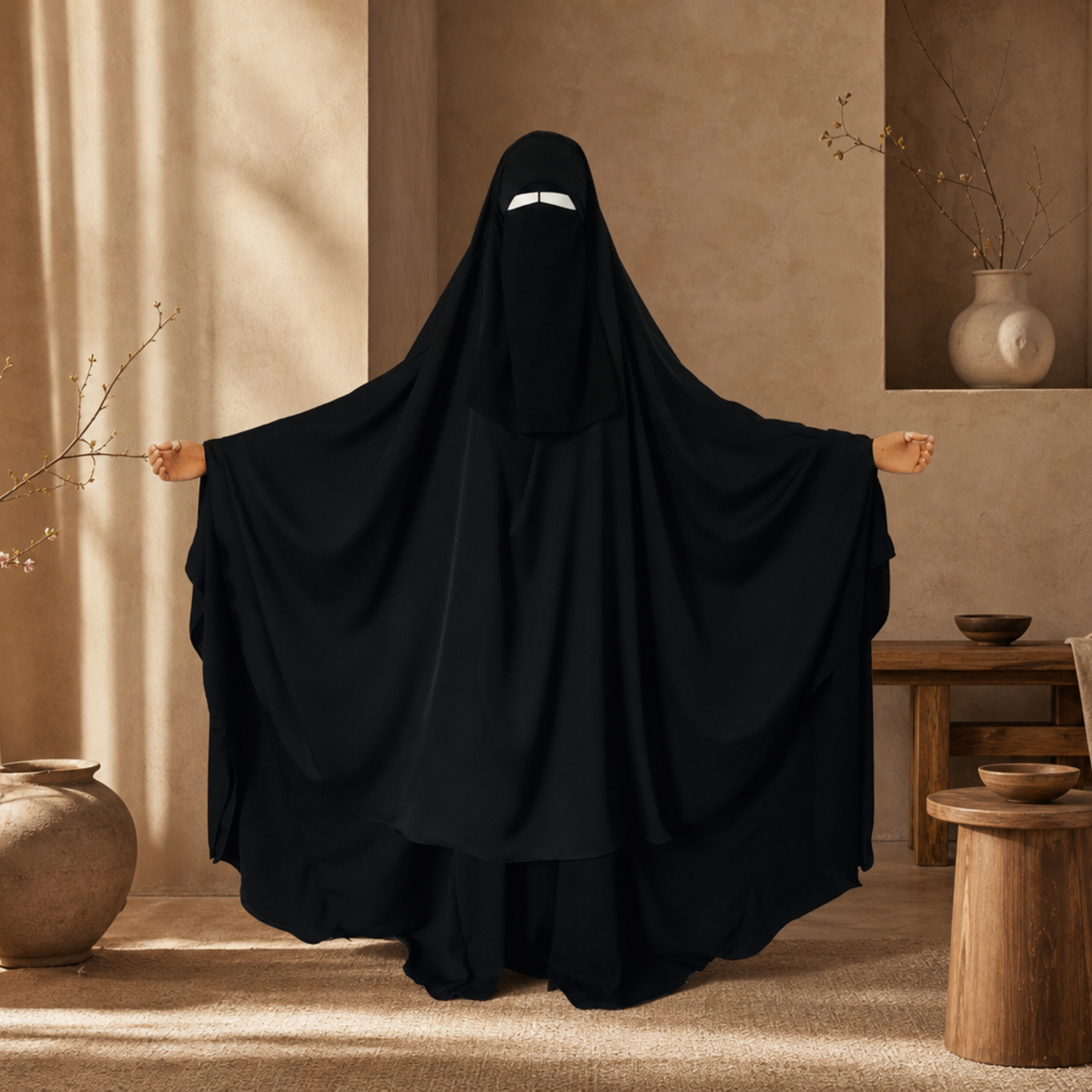 KHIMAR SOTRA - ROUND, EXTRA WIDE - BLACK