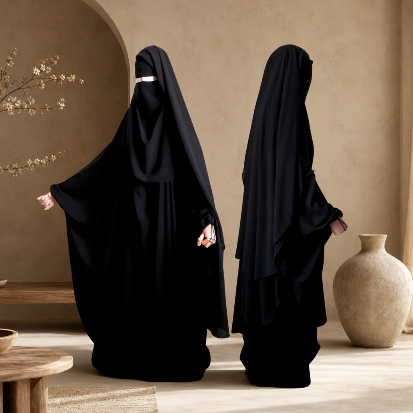 EXTRA LONG 3 LAYERS NIQAB WITH NOSE STRING