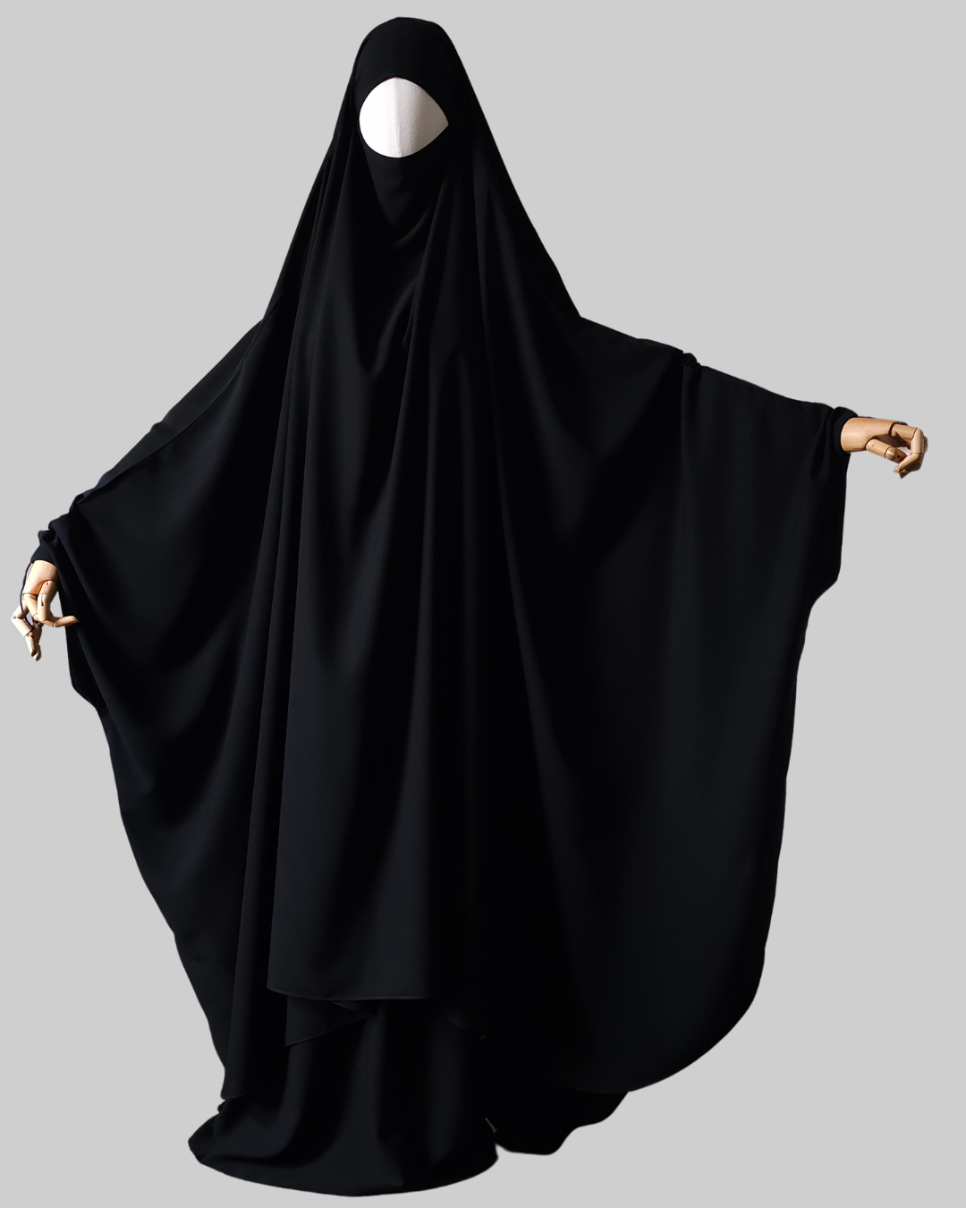 BIG WIDE 2 PIECE JILBAB BLACK - BUTTERFLY - SNAP BUTTONS