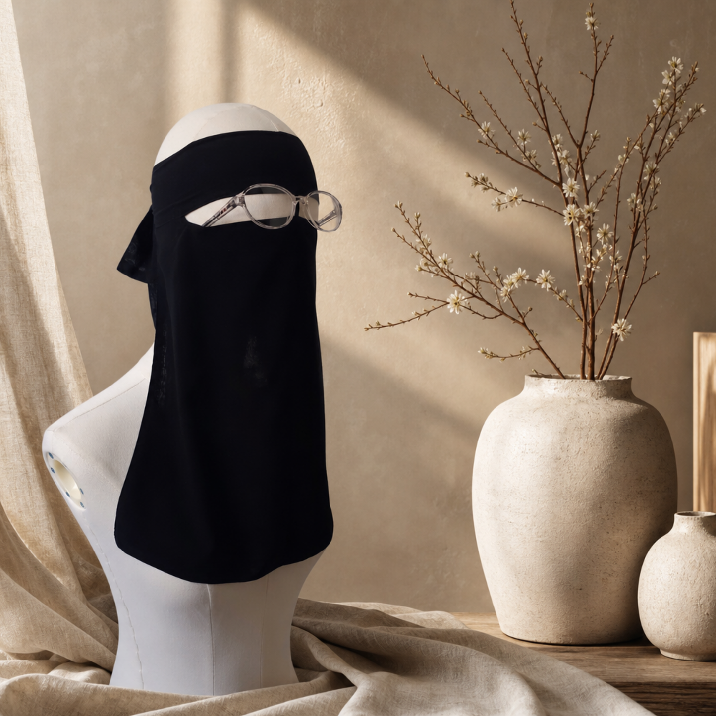 MEDIUM 1 LAYER NIQAB WITH NOSE STRING