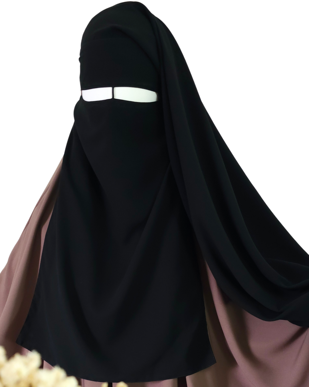 EXTRA LONG 3 LAYERS NIQAB WITH NOSE STRING