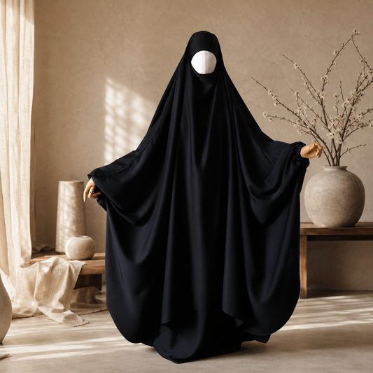 BIG WIDE 2 PIECE JILBAB NIDA BLACK - BUTTERFLY