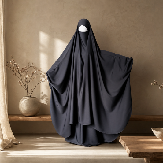 BIG WIDE 2 PIECE JILBAB NIDA CHARCOAL - BUTTERFLY