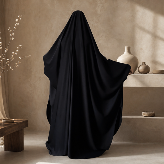 BIG WIDE 2 PIECE JILBAB NIDA BLACK - BUTTERFLY