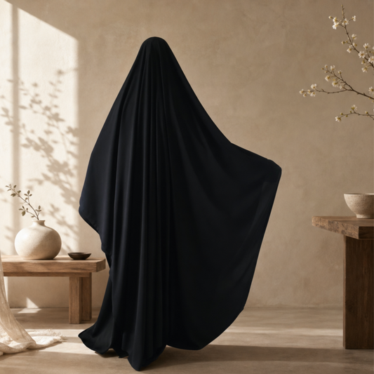 SAUDI V-NECK KHIMAR CAPE - PREMIUM WOOL PEACH