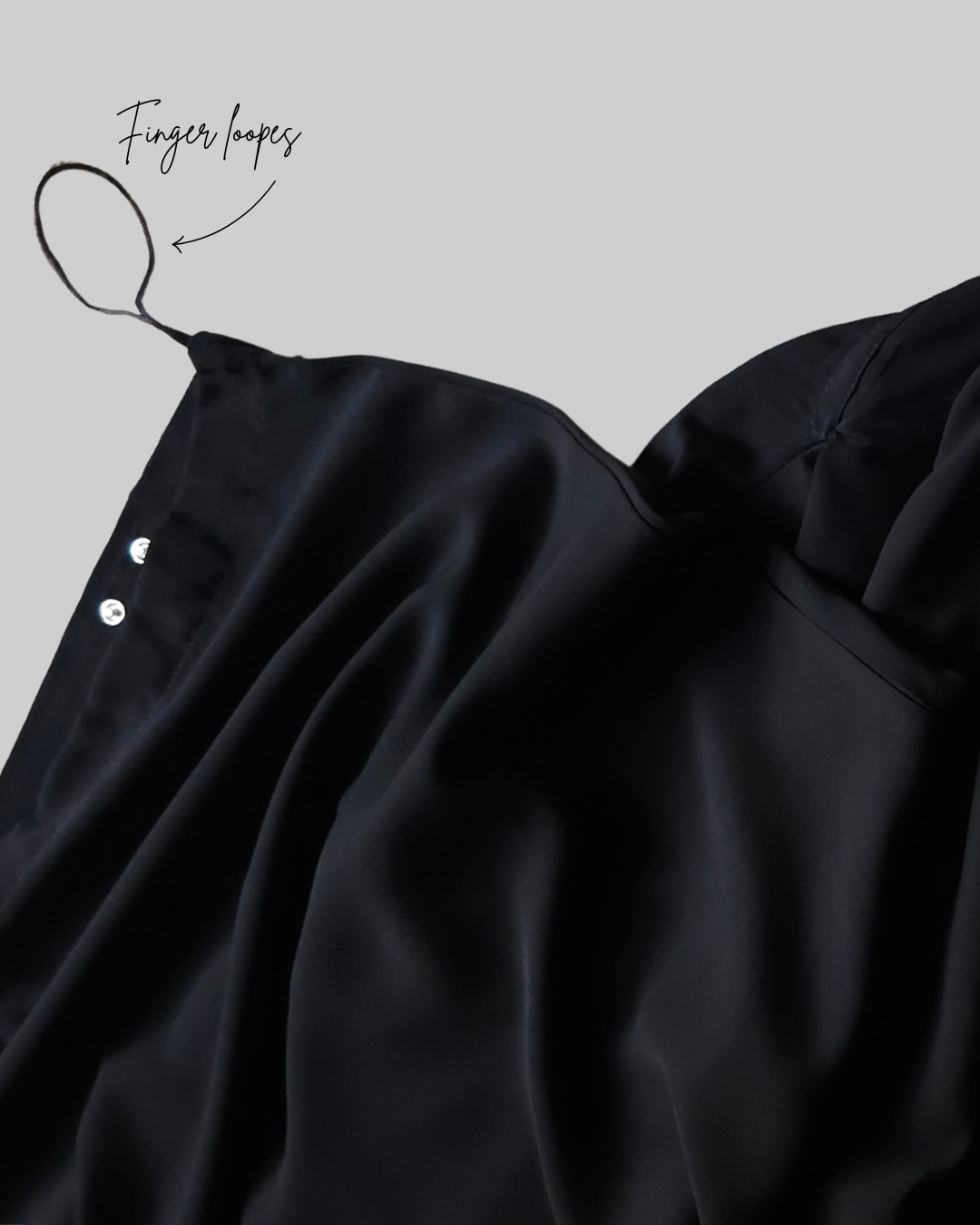 BIG WIDE 2 PIECE JILBAB BLACK - BUTTERFLY - SNAP BUTTONS
