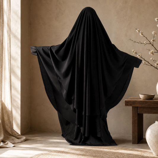 ASEELAH NIQAB - 3 LAYERS - NO PINCH & NOSE STRING - EYE FLAP