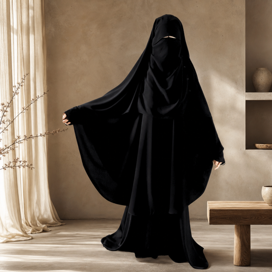 ASEELAH NIQAB - 3 LAYERS - NO PINCH & NOSE STRING - EYE FLAP