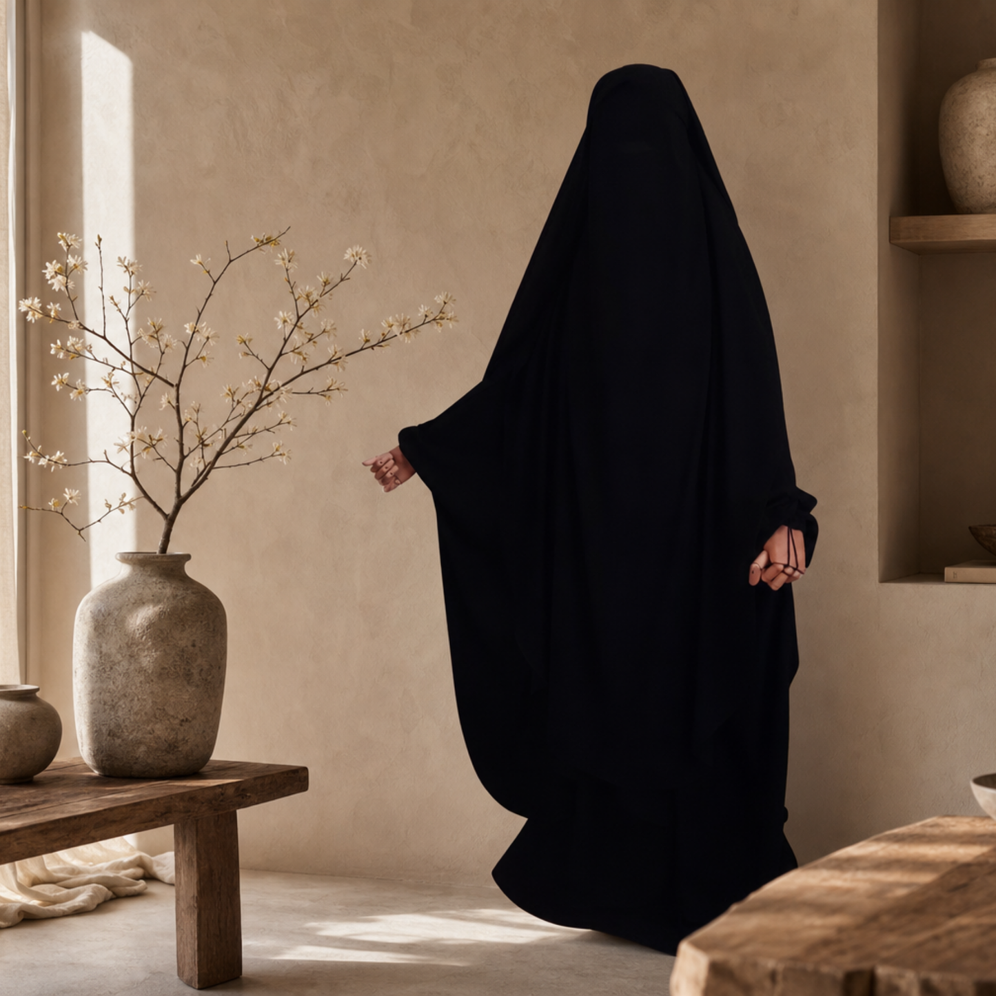EXTRA LONG 3 LAYERS NIQAB WITH NOSE STRING