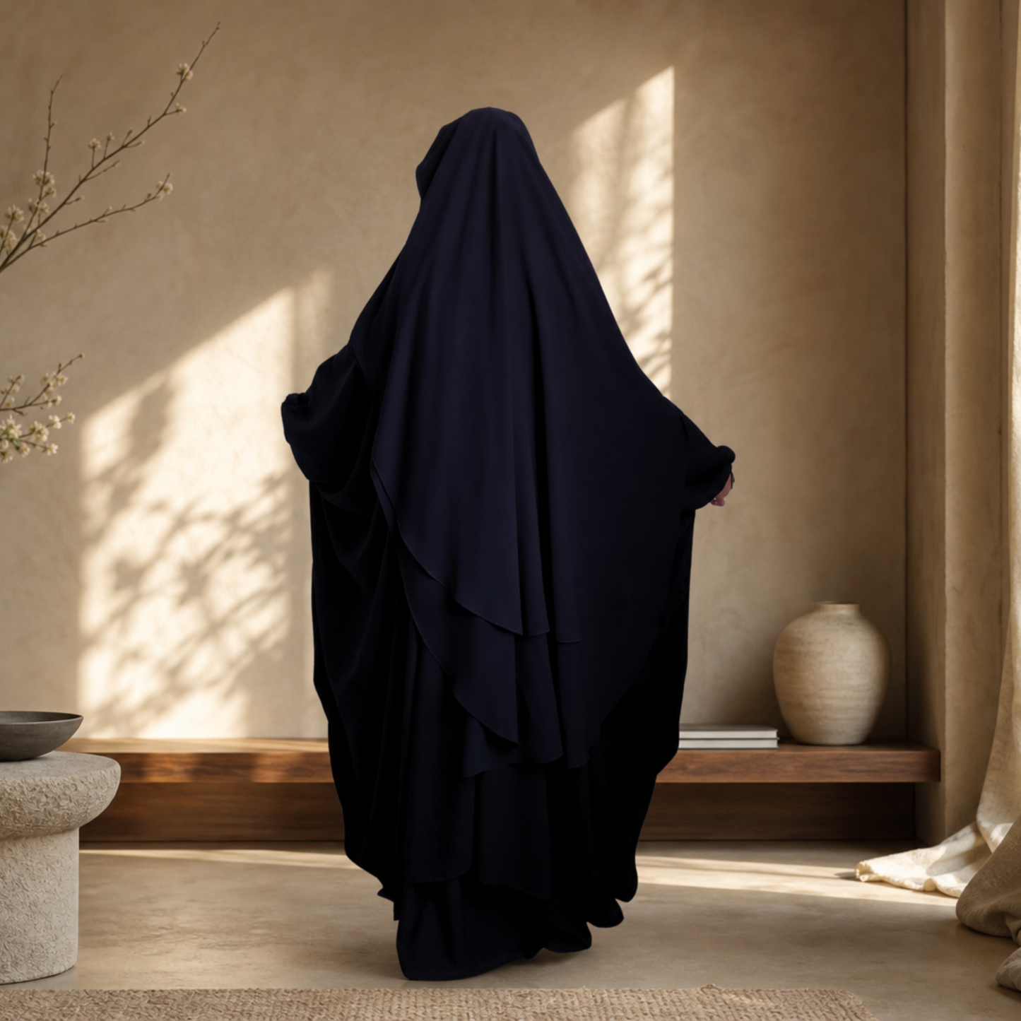 EXTRA LONG 3 LAYERS NIQAB WITH NOSE STRING & EYE FLAP