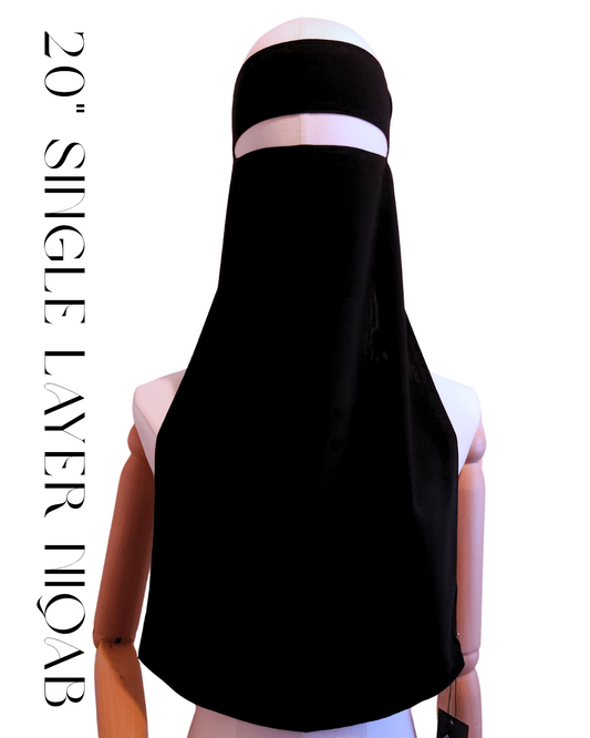 20″  LONG 1 LAYER NIQAB - NO PINCH