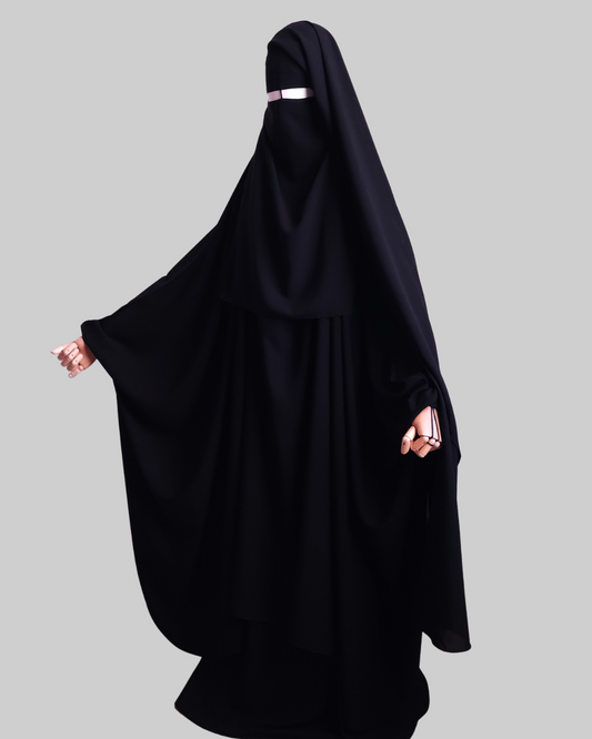 EXTRA LONG 3 LAYERS NIQAB WITH NOSE STRING