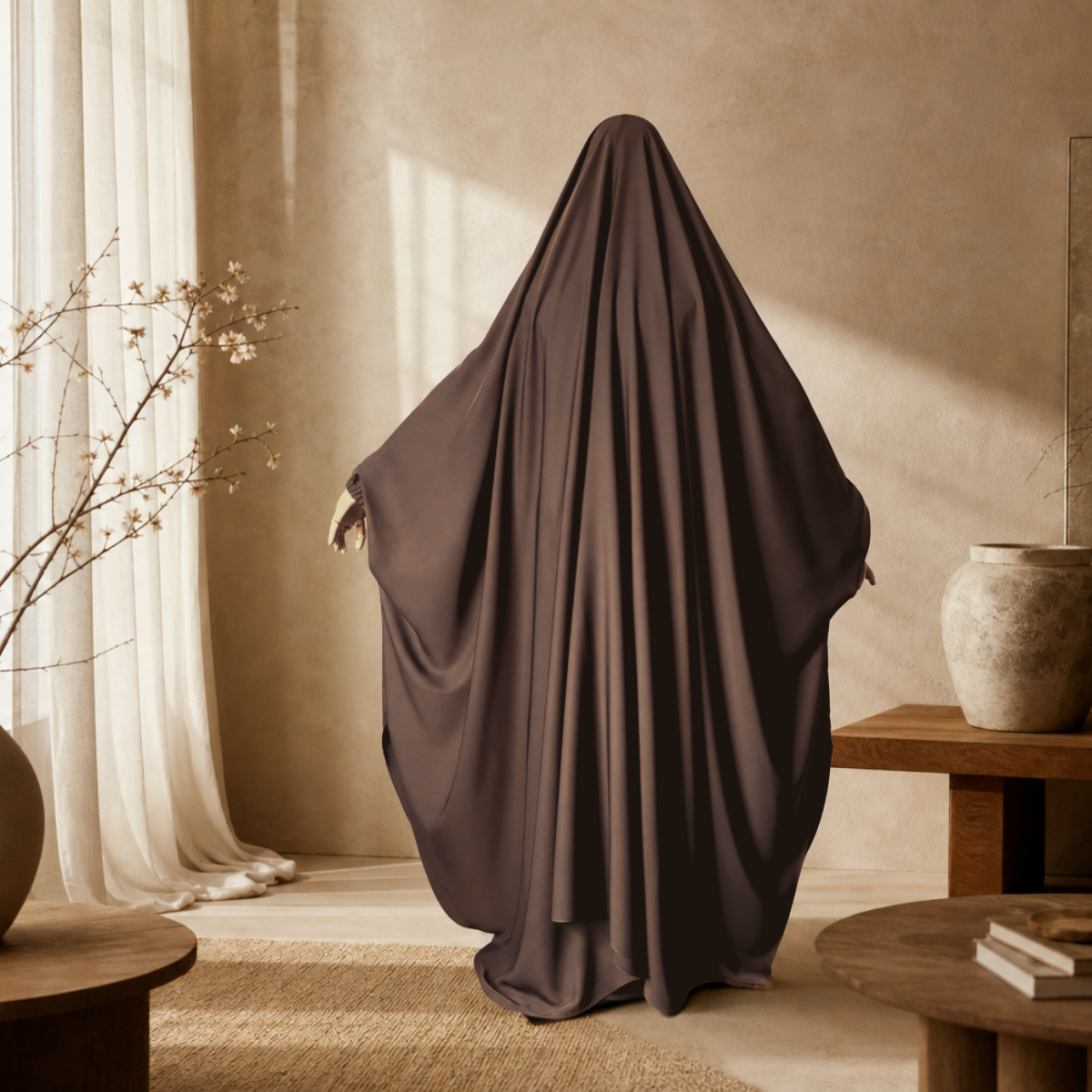 BIG WIDE 2 PIECE JILBAB NIDA DARK TAUPE - BUTTERFLY