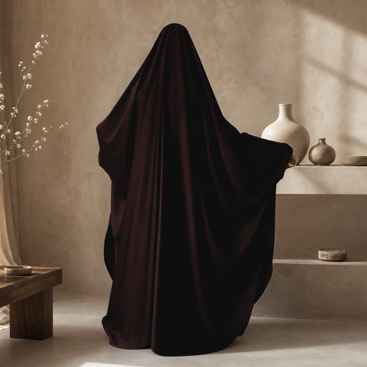 BIG WIDE 2 PIECE JILBAB NIDA CHOCOLATE BROWN - BUTTERFLY