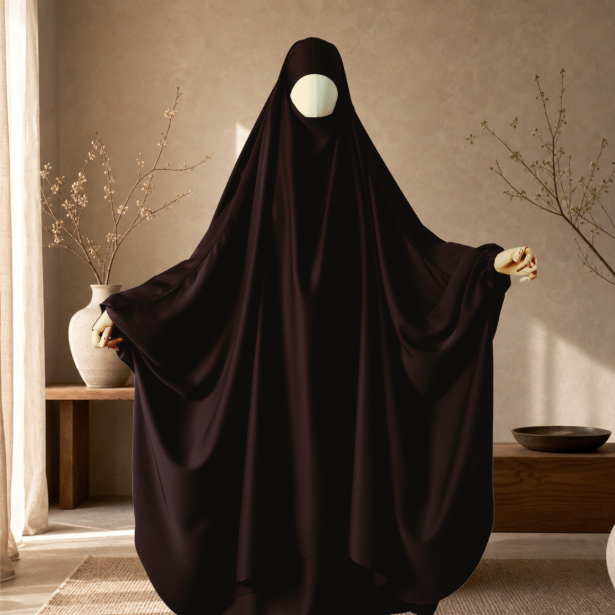 BIG WIDE 2 PIECE JILBAB NIDA CHOCOLATE BROWN - BUTTERFLY