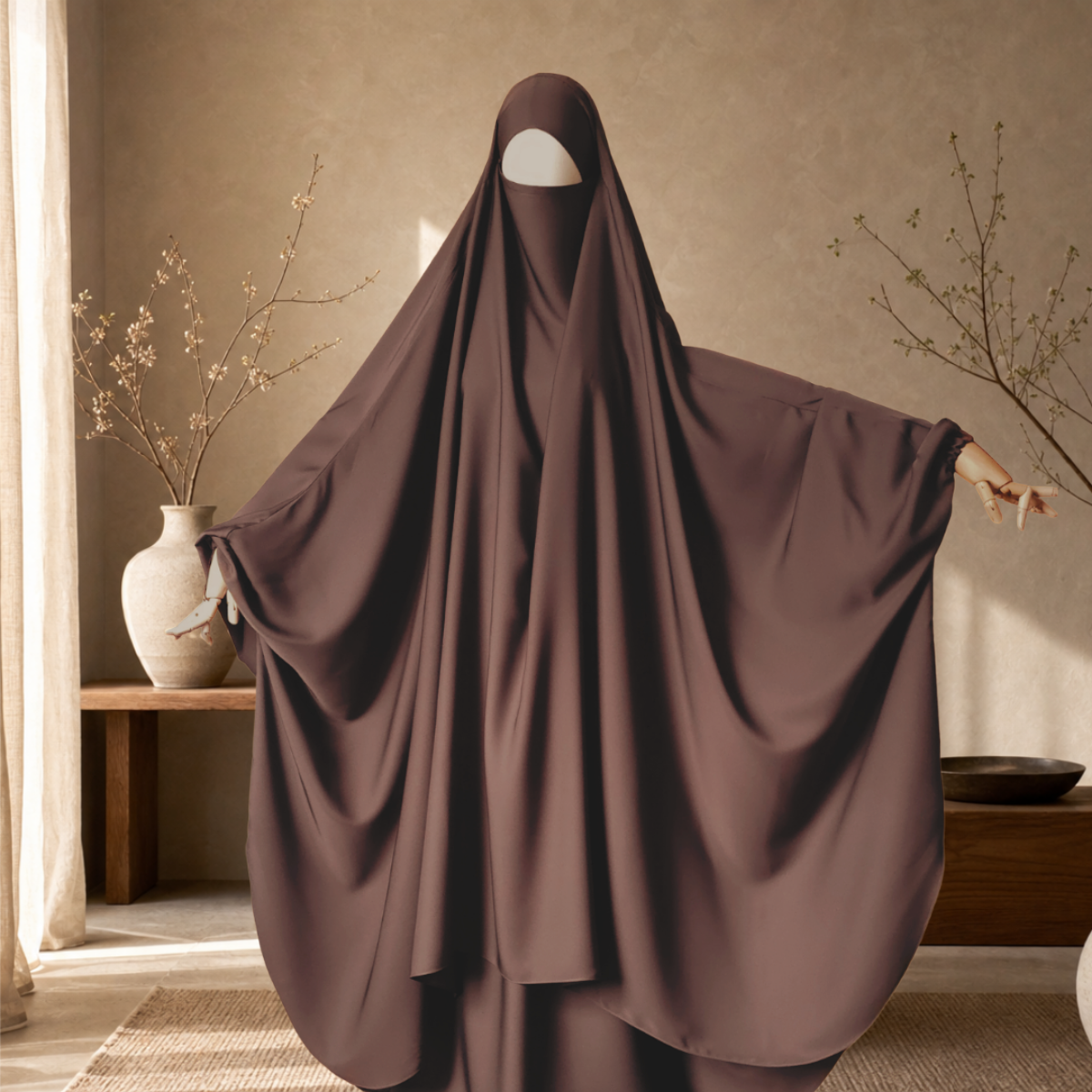 BIG WIDE 2 PIECE JILBAB NIDA DARK TAUPE - BUTTERFLY