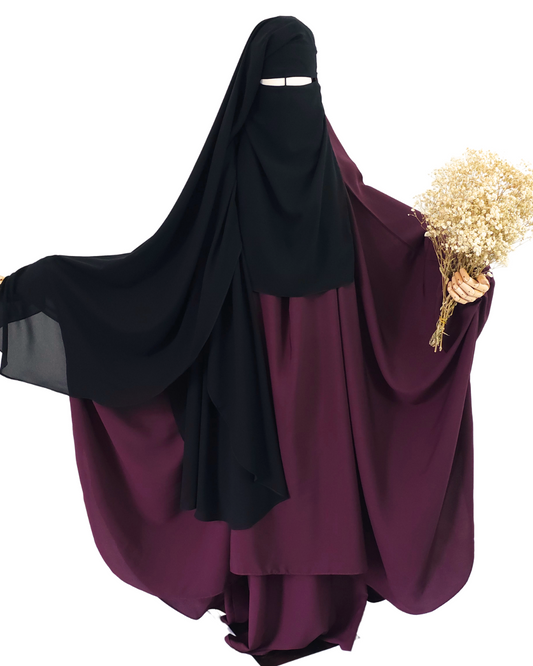 EXTRA LONG 3 LAYERS NIQAB WITH NOSE STRING